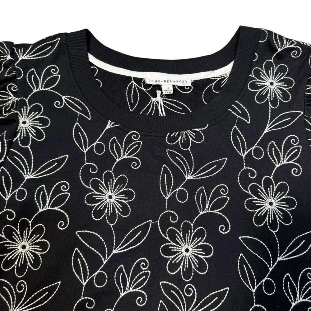 Other NWT New Jane And Delancey Black Floral Embroidery Puff Shor Size XL / US 12-14 / IT 48-50 - 6 Thumbnail