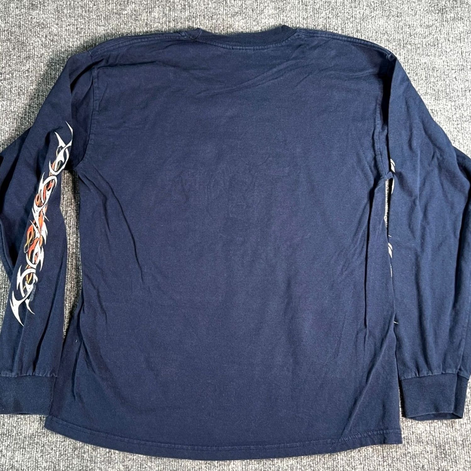 Gildan NHRA Championship Drag Racing Long Sleeve T-Shirt Men Large Navy Blue Tribal Flames Size US L / EU 52-54 / 3 - 5 Thumbnail