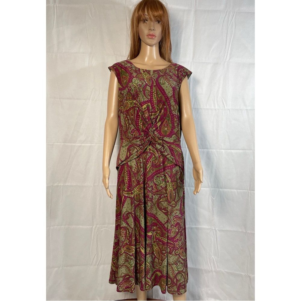 Ralph Lauren NWT New $135 Ralph Lauren Paisley Twist-Front Jersey Dress Size XL / US 12-14 / IT 48-50 - 2 Thumbnail