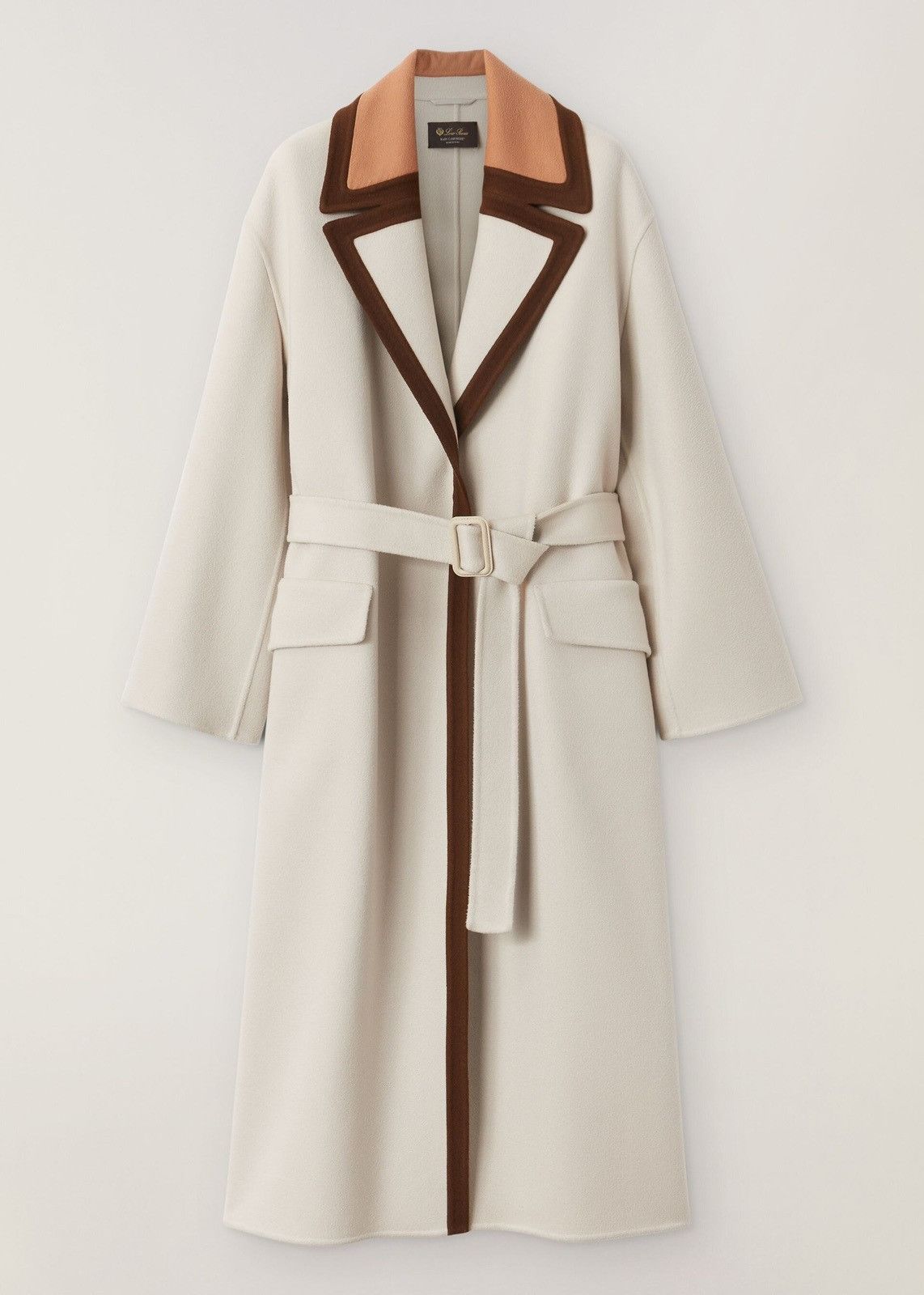 image of Loro Piana O1Loc1C0124 Baby Cashmere Coat In White/ Brown in White/Brown, Women's (Size XL)