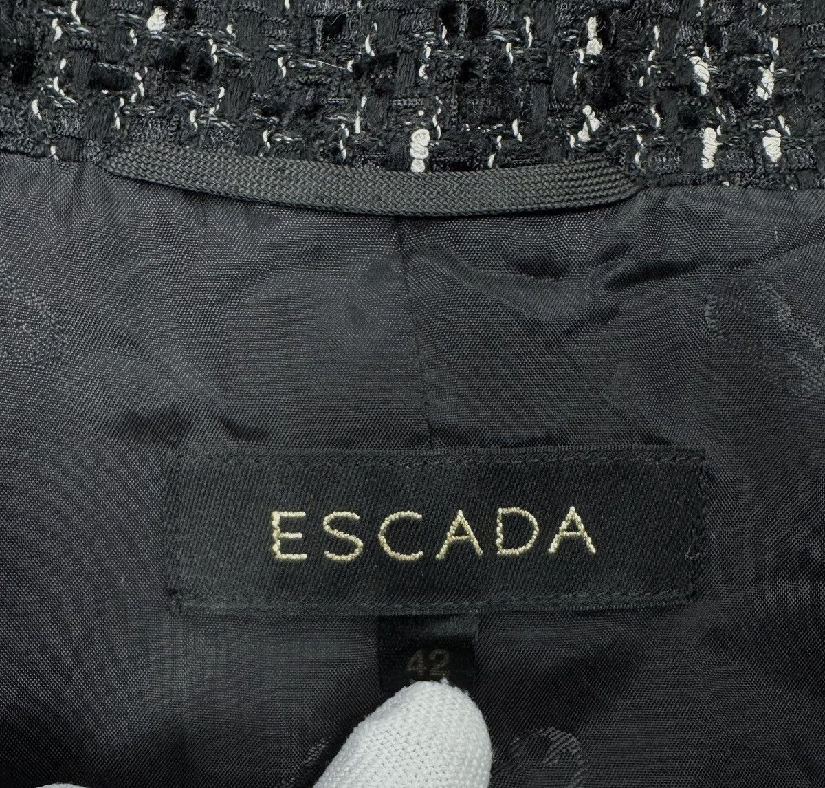 Escada Escada Tweed Wool-Rayon Coat Flowers Buttons size DE42 IT48 Size XL / US 12-14 / IT 48-50 - 13 Thumbnail