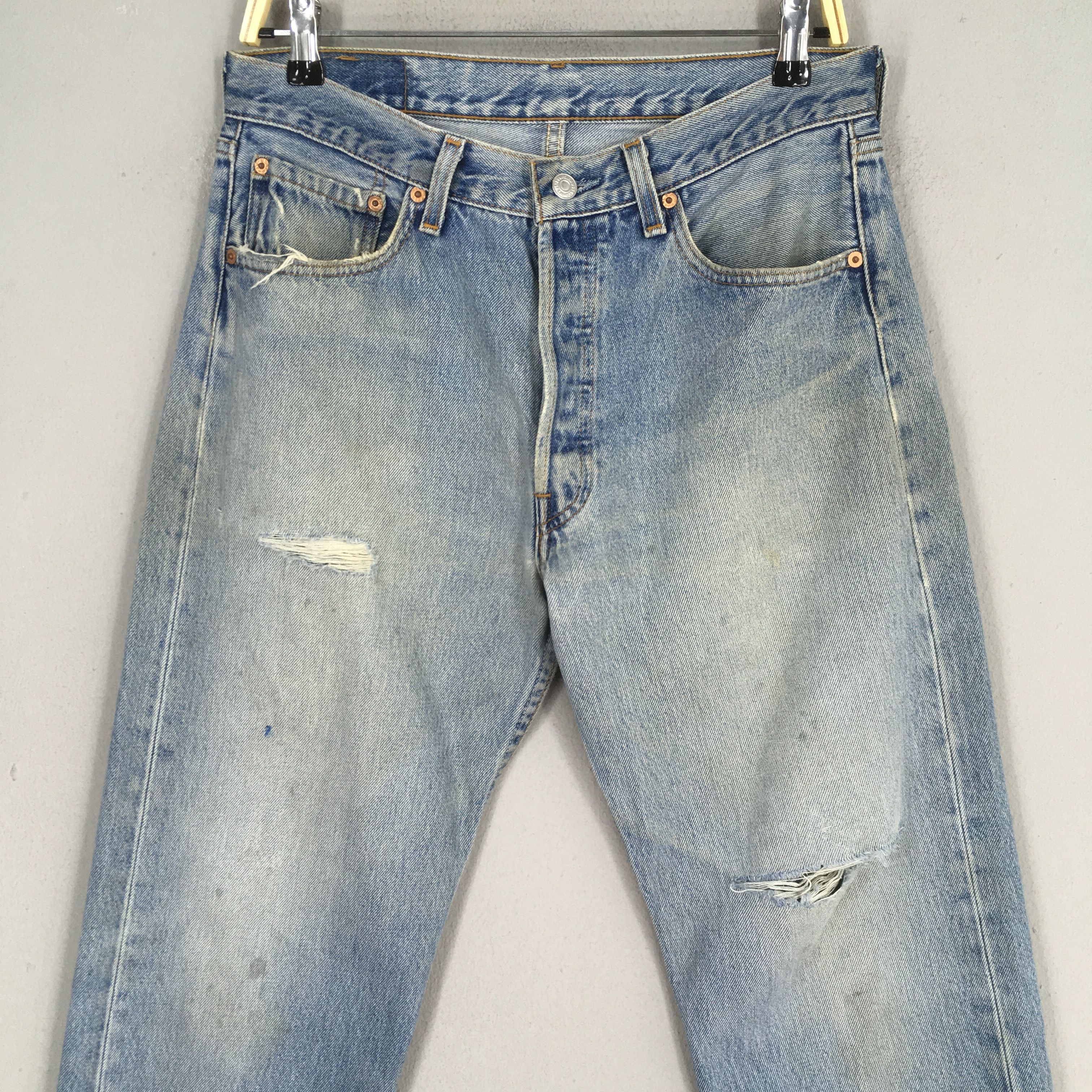 Levi's Size 30x29 Vintage 90s Levi's 501 Straight Cut Denim S1824 Size US 30 / EU 46 - 2 Thumbnail