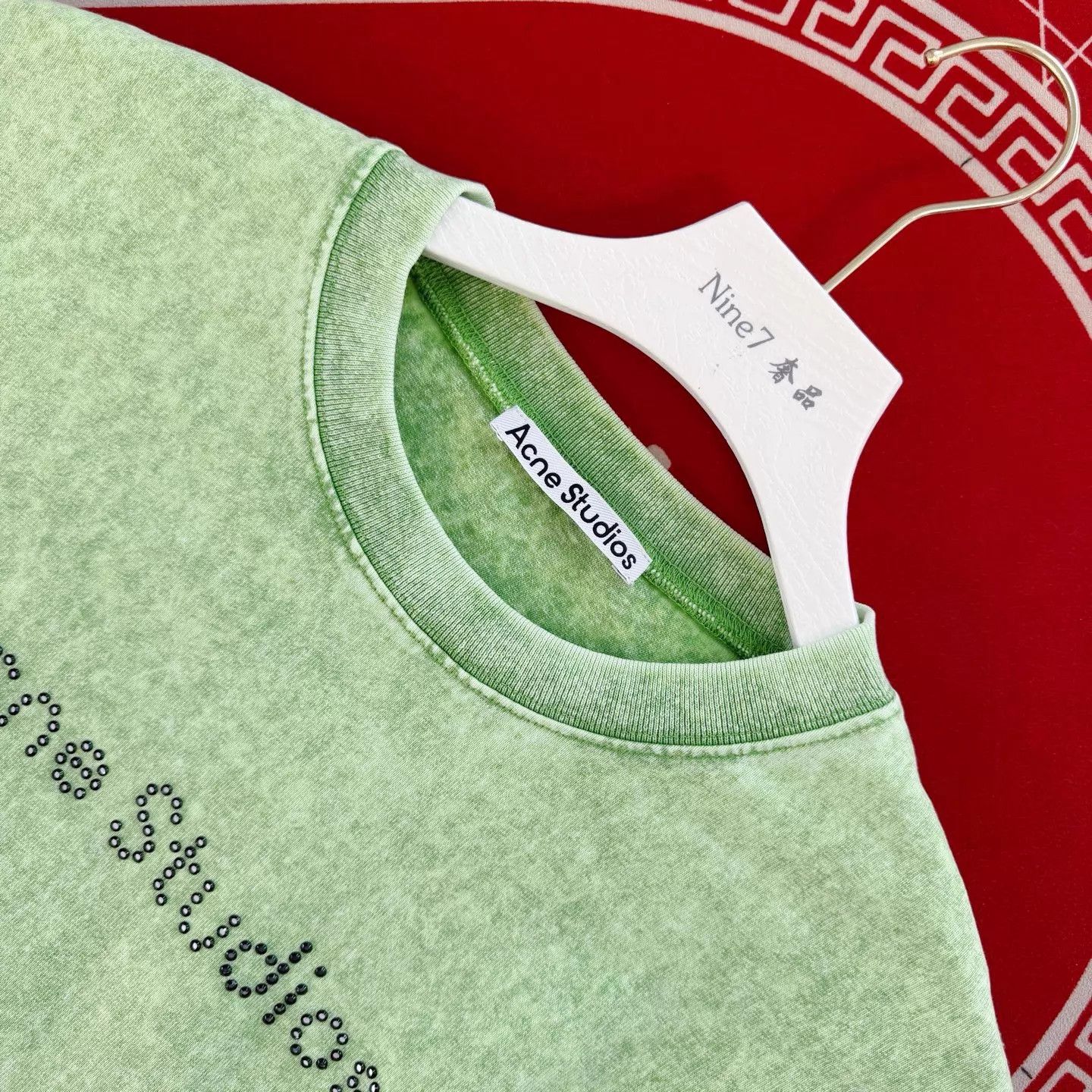 Acne Studios Acne Studios 25 Crystal Logo Distressed Green Short Sleeve Size US M / EU 48-50 / 2 - 3 Thumbnail
