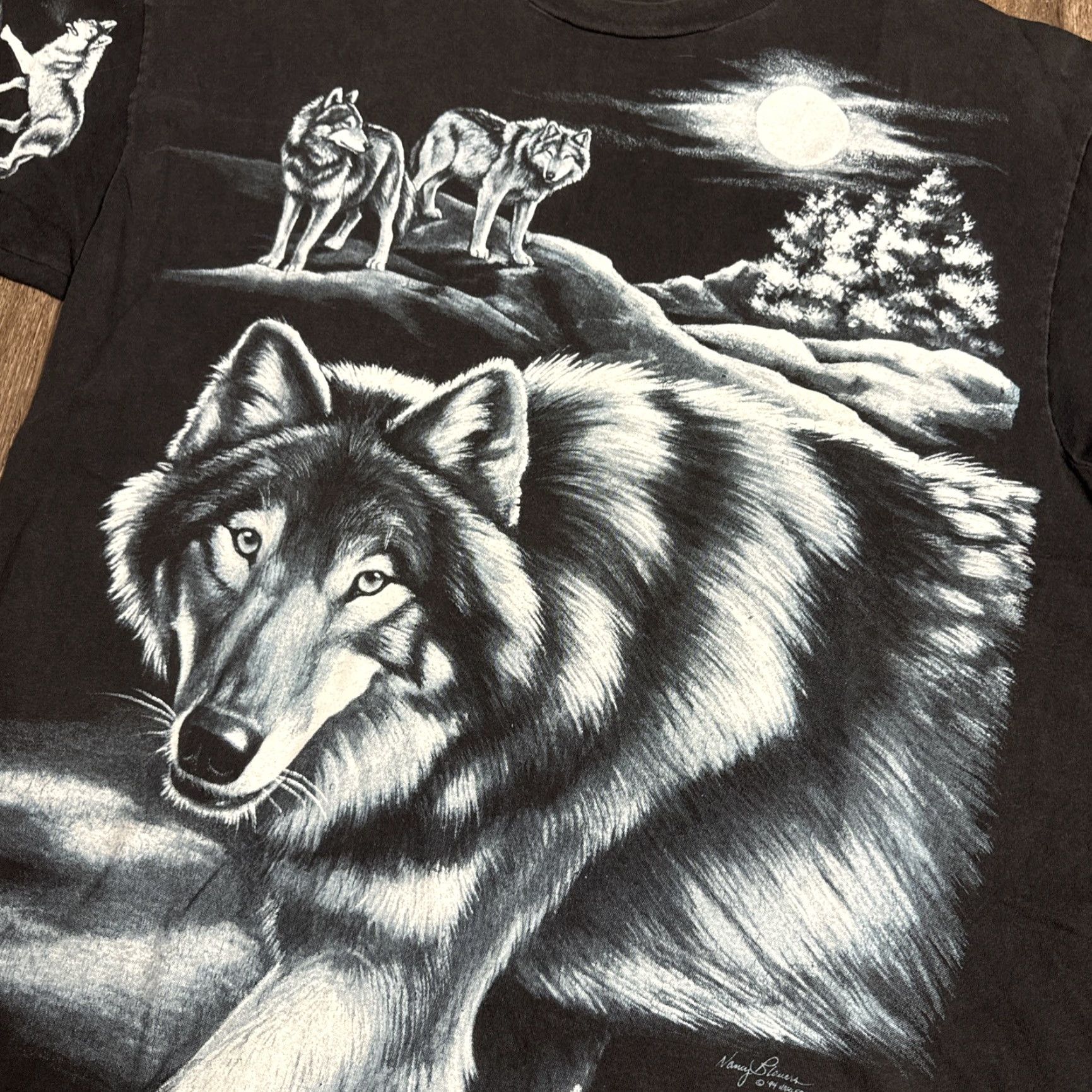 Vintage VINTAGE 1994 Wolf Husky Nature Animal Husky Black Big Graphic AOP T-Shirt XL Mens Size US XL / EU 56 / 4 - 3 Thumbnail