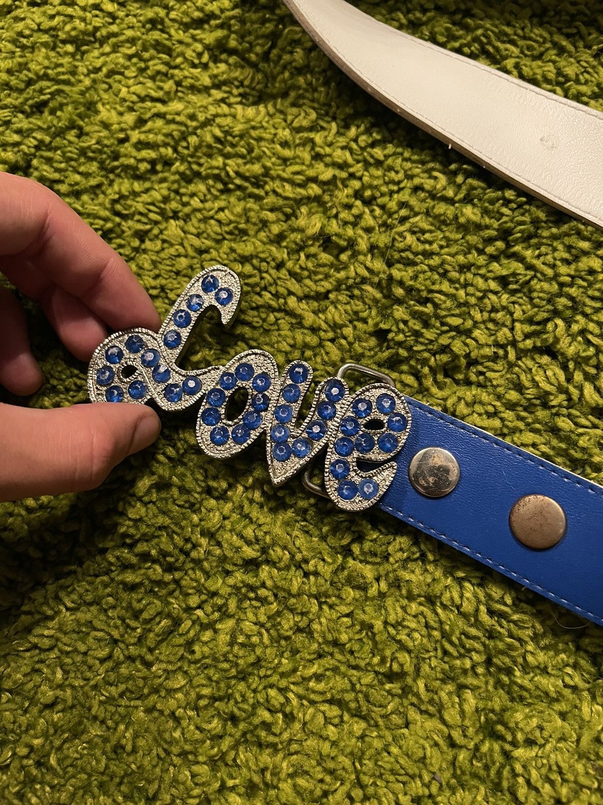 Cowboy Equipment × Vintage Y2K style Love rhinestones logo leather belt Size 34 - 2 Thumbnail