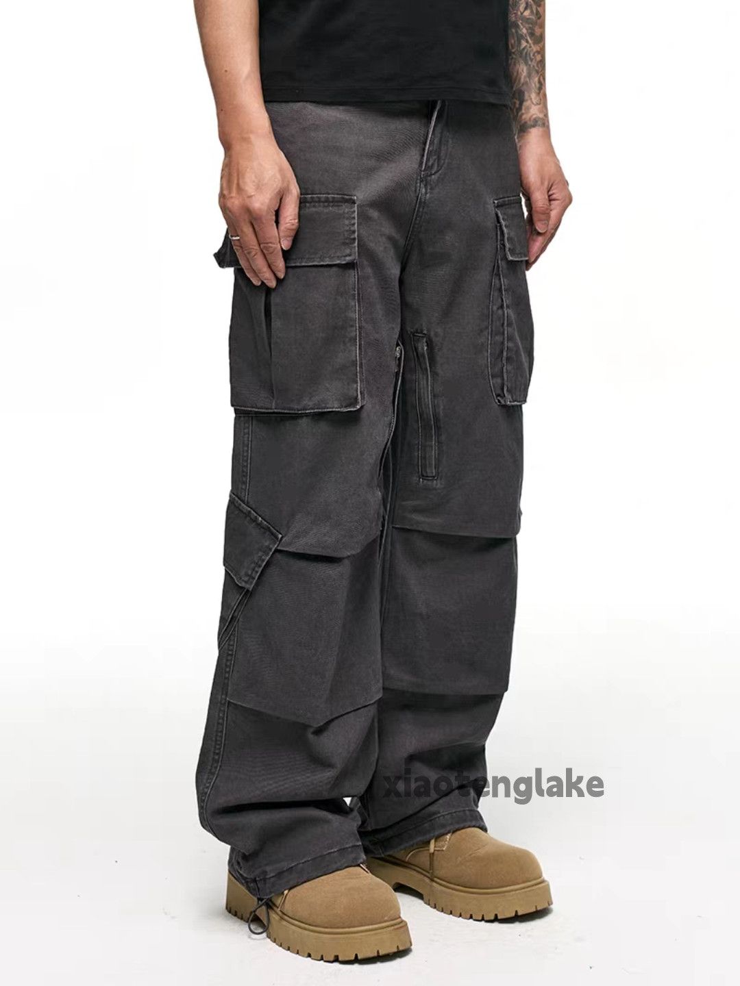 Designer Unisex outdoor utility faded loose baggy hiphop cargo pants Size US 32 / EU 48 - 2 Thumbnail