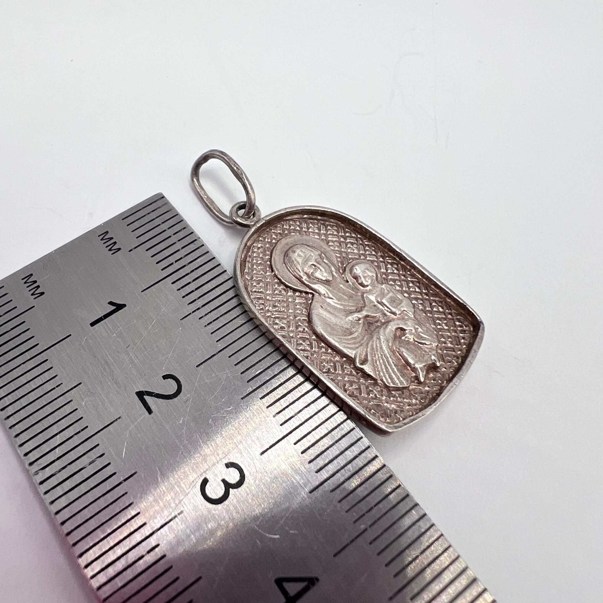 Sterling Silver Vintage Sterling Silver 925 Pendant Cross & Virgin Mary Size ONE SIZE - 2 Thumbnail