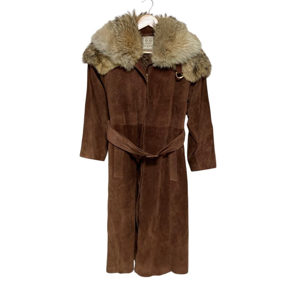 Loewe Loewe Loewe Suede Fur Long Coat Leather Outerwear DUTY FREE for USA Size ONE SIZE - 1 Thumbnail