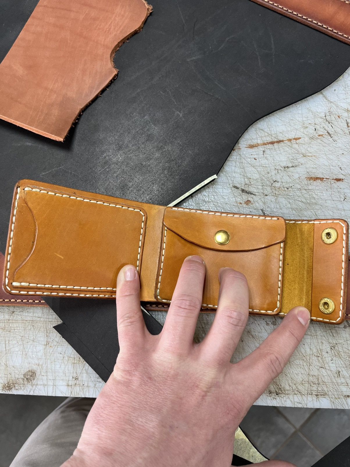 Other Handmade Leather Wallet Card Holder Brown Slim Bifold Craft Size ONE SIZE - 8 Thumbnail