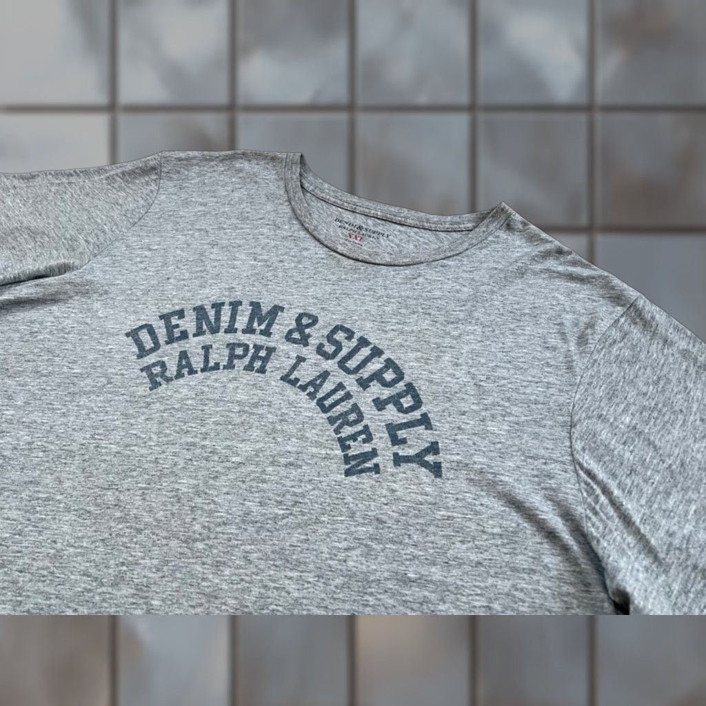 Ralph Lauren VINTAGE Denim & Supply Ralph Lauren T-Shirt XL-2XL Grey Marl Graphic Print College Varsity Logo Slim Fit Short Sleeve Crew Neck Men Size US XXL / EU 58 / 5 - 1 Thumbnail