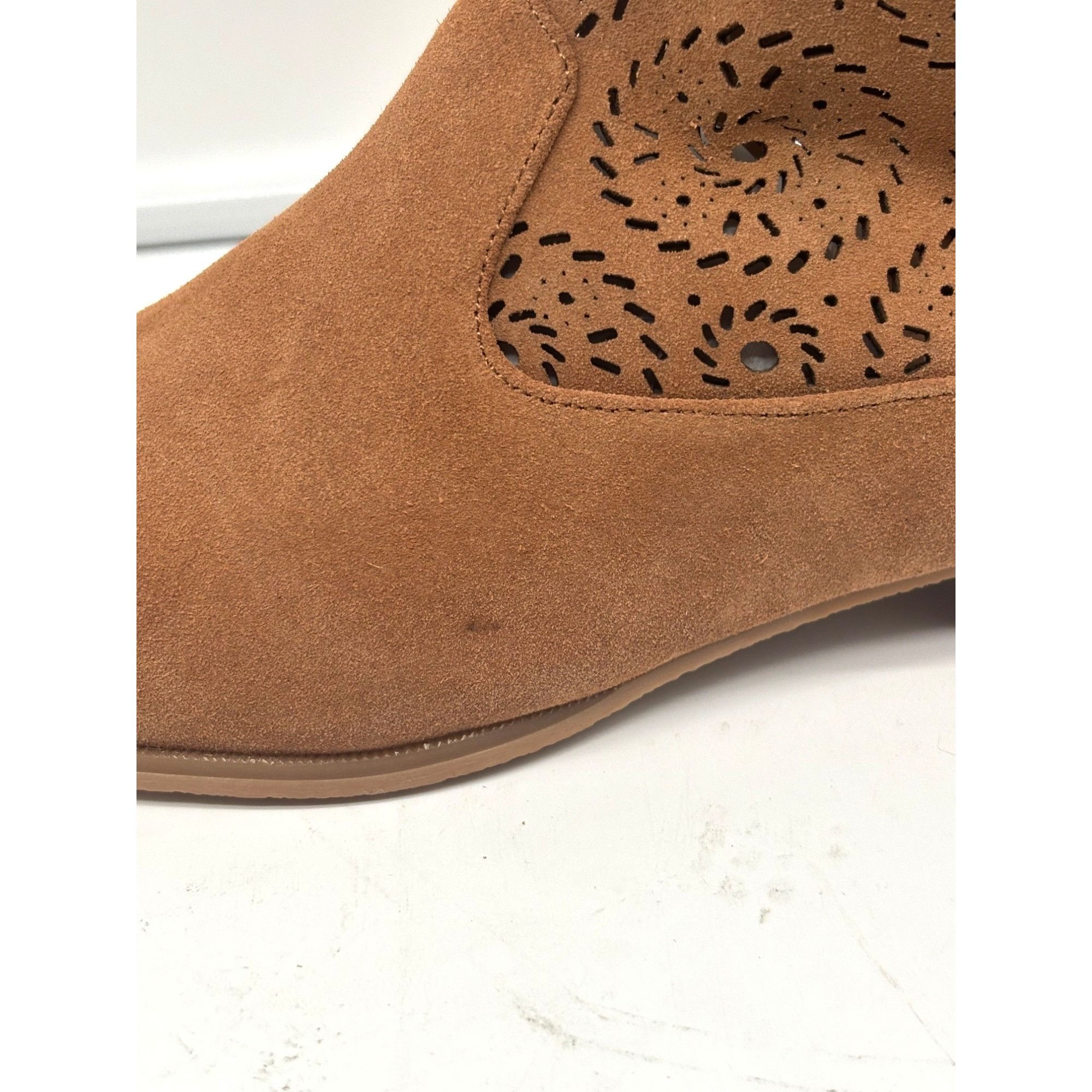 Jack Rogers Jack Rogers Floral Cutout Ronnie Suede Booties, Tan, Size 7. Size US 7.5 / IT 37.5 - 13 Thumbnail