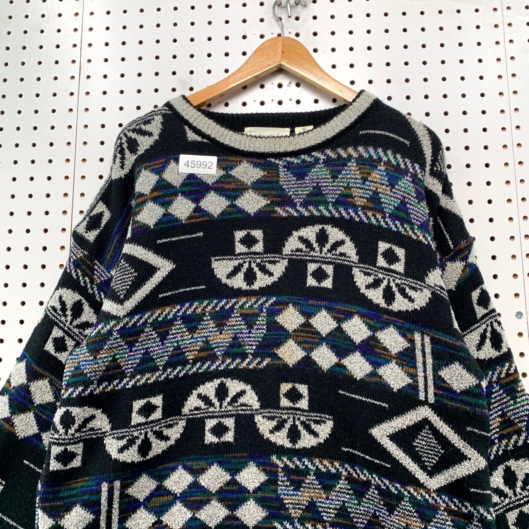 Vintage VINTAGE JT Beckett Sweater Mens XL Black White Fair Isle Geometric Dad Size US XL / EU 56 / 4 - 3 Thumbnail