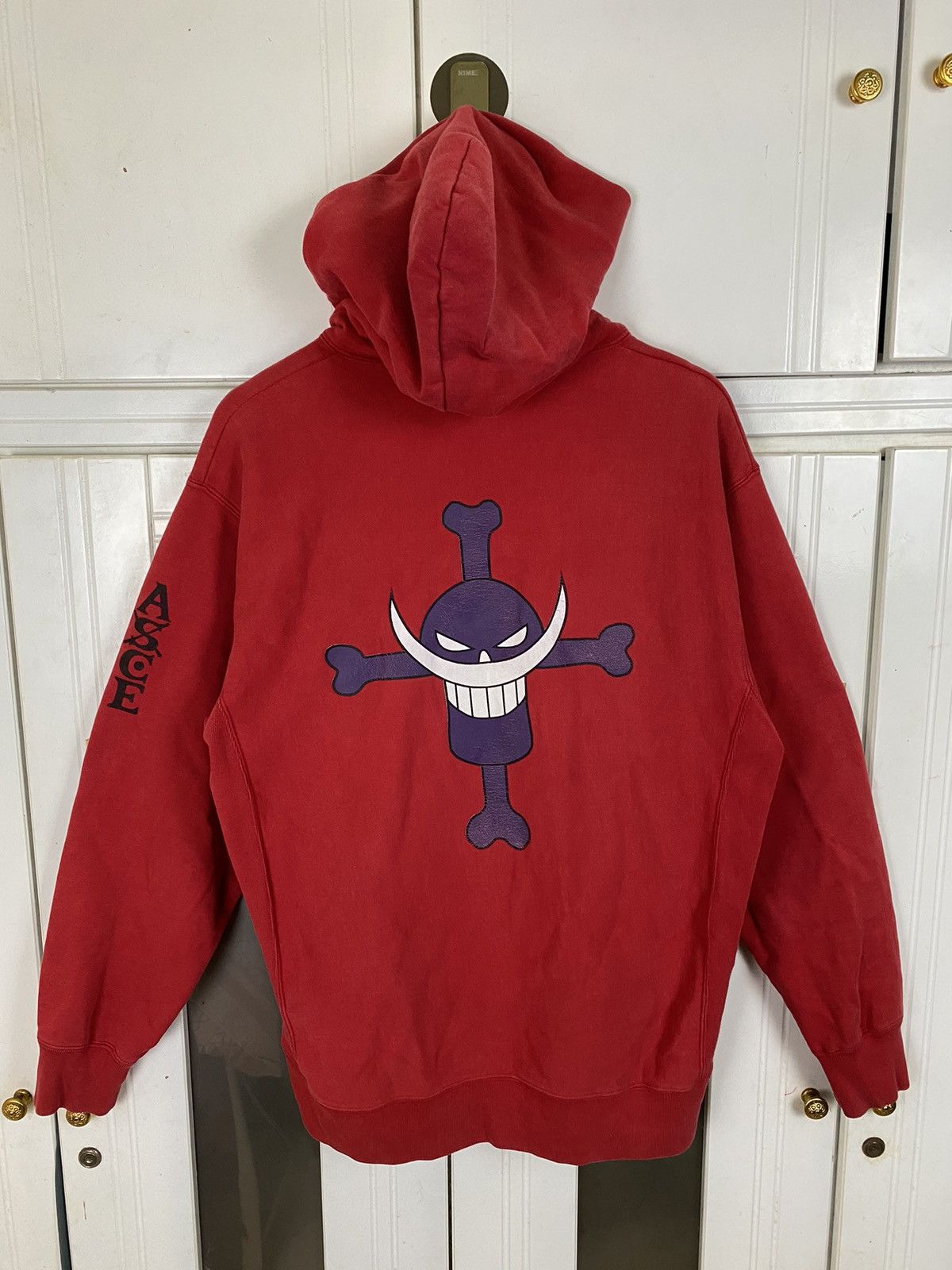 image of Anima x Cartoon Network Vintage Cospa One Piece"ace"hoodies in Red, Men's (Size Large)