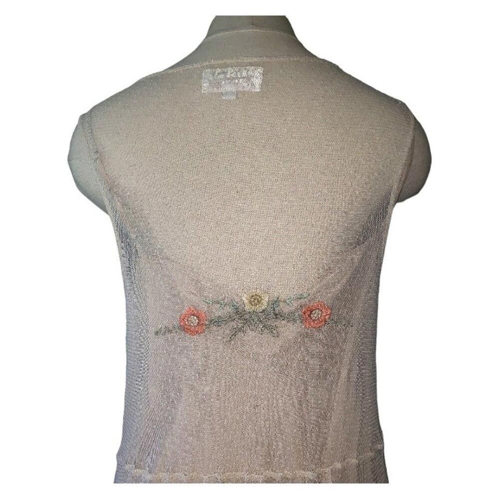 Designer CT1631 Johnny Was Mesh Floral Embroidered Maxi Dress L Size L / US 10 / IT 46 - 7 Thumbnail
