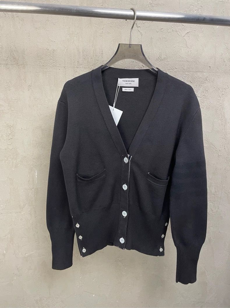 Thom Browne Thom browne Black dark pattern four-striped knitted cardiga Size M / US 6-8 / IT 42-44 - 1 Thumbnail