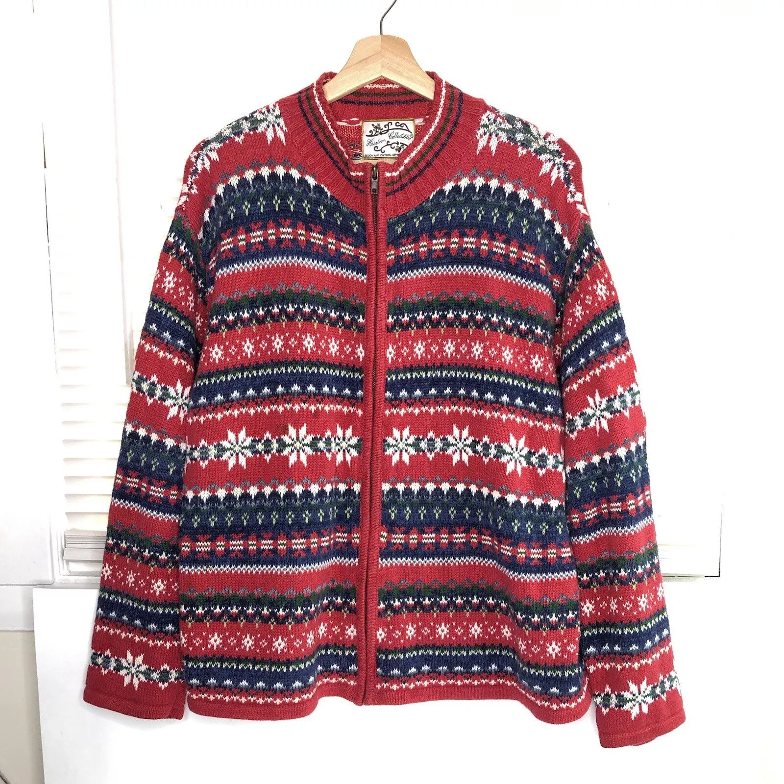 Other Vtg 80s Heirloom Christmas Knit Sweater XL Red Cardigan Size XL / US 12-14 / IT 48-50 - 1 Thumbnail