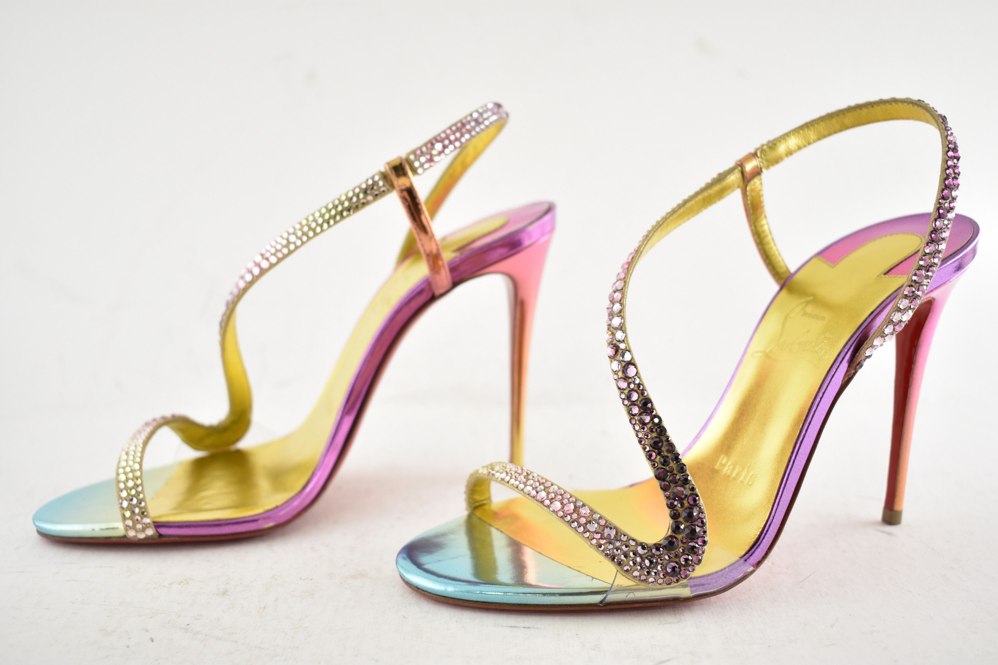 Christian Louboutin Rosalie Strass Boreal 100 Ankle Strap Sandal Heel Pump 36.5 Size US 6.5 / IT 36.5 - 13 Thumbnail