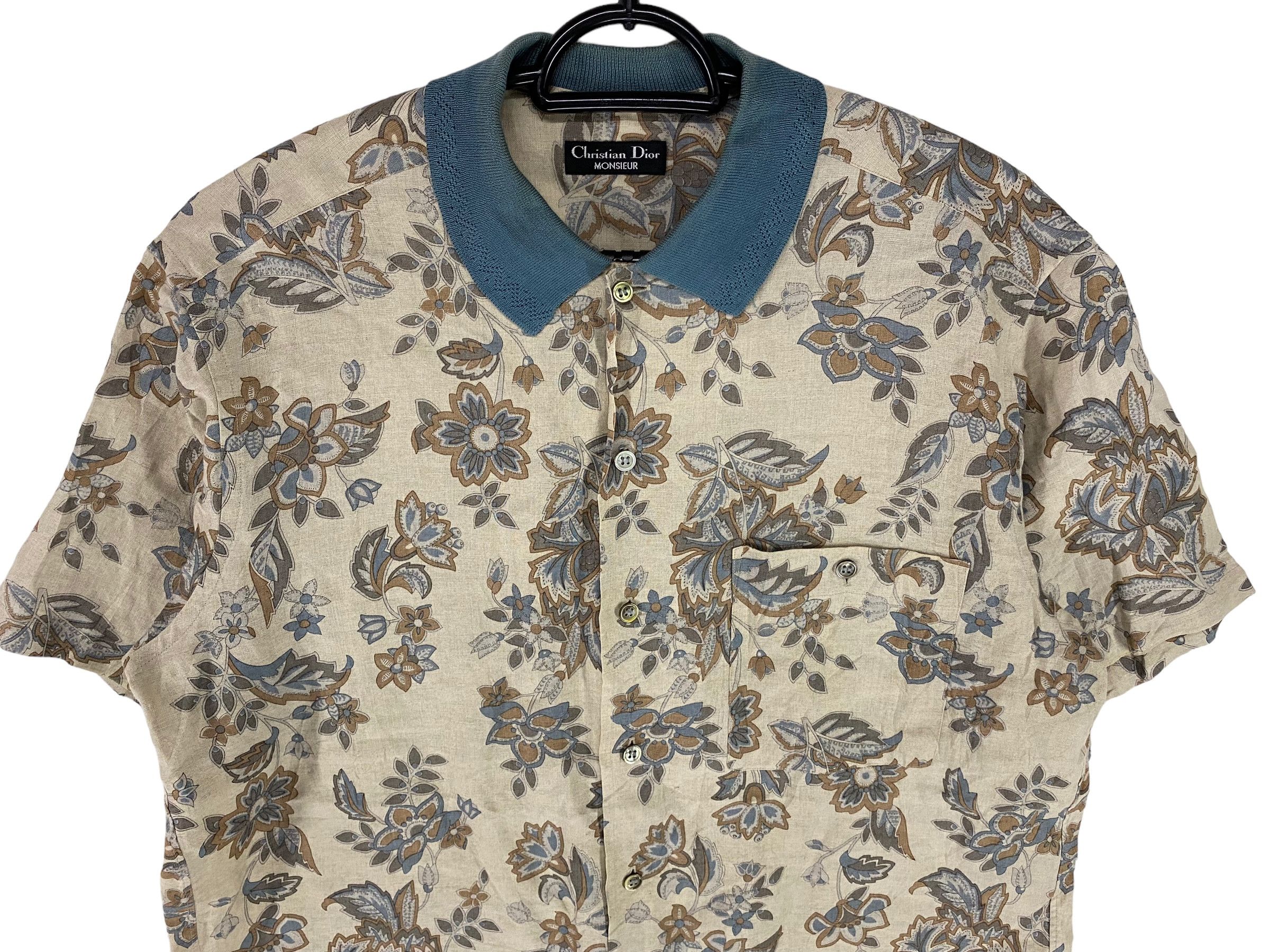 Christian Dior Monsieur × Designer 2000s Christian Dior floral hemp button up polo shirt Size US S / EU 44-46 / 1 - 3 Thumbnail