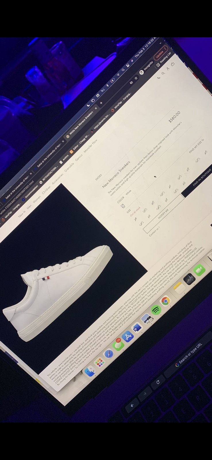 Moncler Men’a Moncler Monaco White Leather Shoes Size US 8 / EU 41 - 6 Thumbnail
