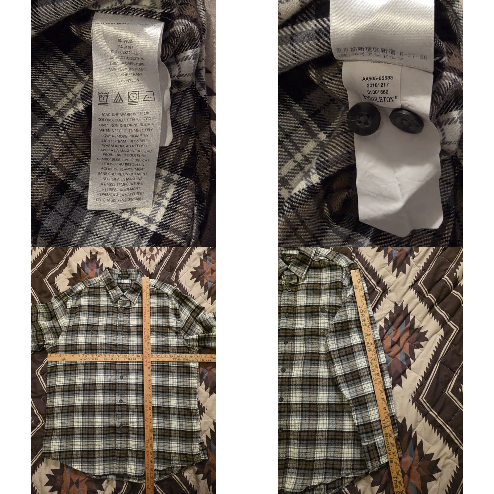 Pendleton Pendleton Hawthorne Flannel Button Up Shirt Elbow Patches Brown/Gray Men's Large Size US L / EU 52-54 / 3 - 8 Thumbnail
