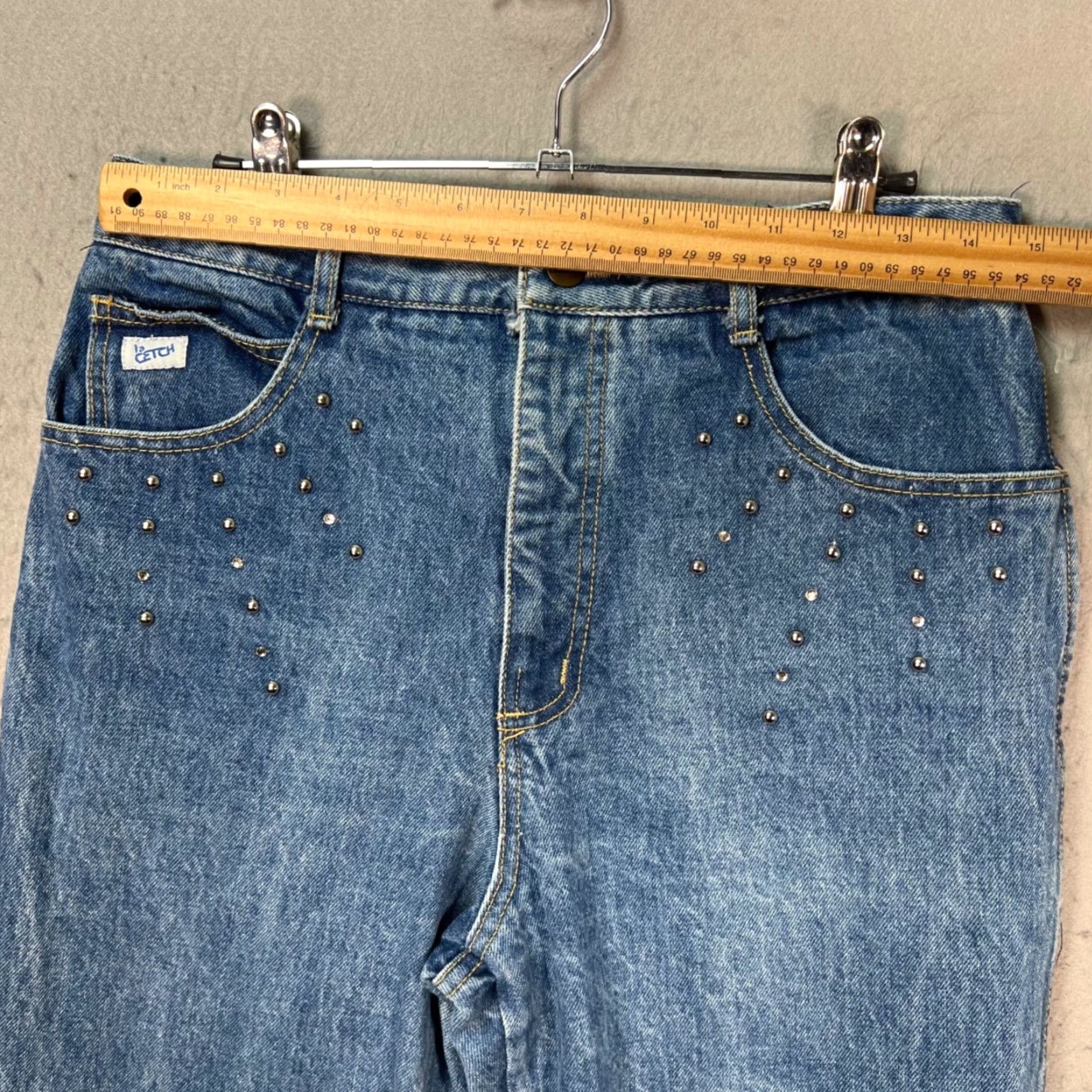 Vintage VINTAGE LaCetch Womens Jeans 13 High-Waisted Studded Denim Cotton Made In USA Size 34" / US 12 / IT 48 - 6 Thumbnail