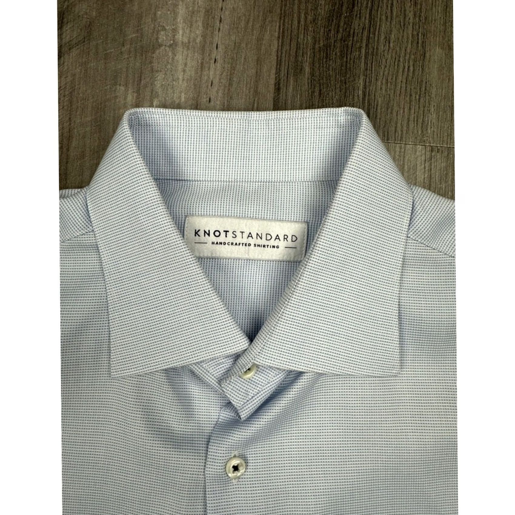 Vintage Knot Standard Thomas Mason Bespoke Oxford Long Sleeve Button Down Large 16 Blue Mens Shirt Size US L / EU 52-54 / 3 - 5 Thumbnail