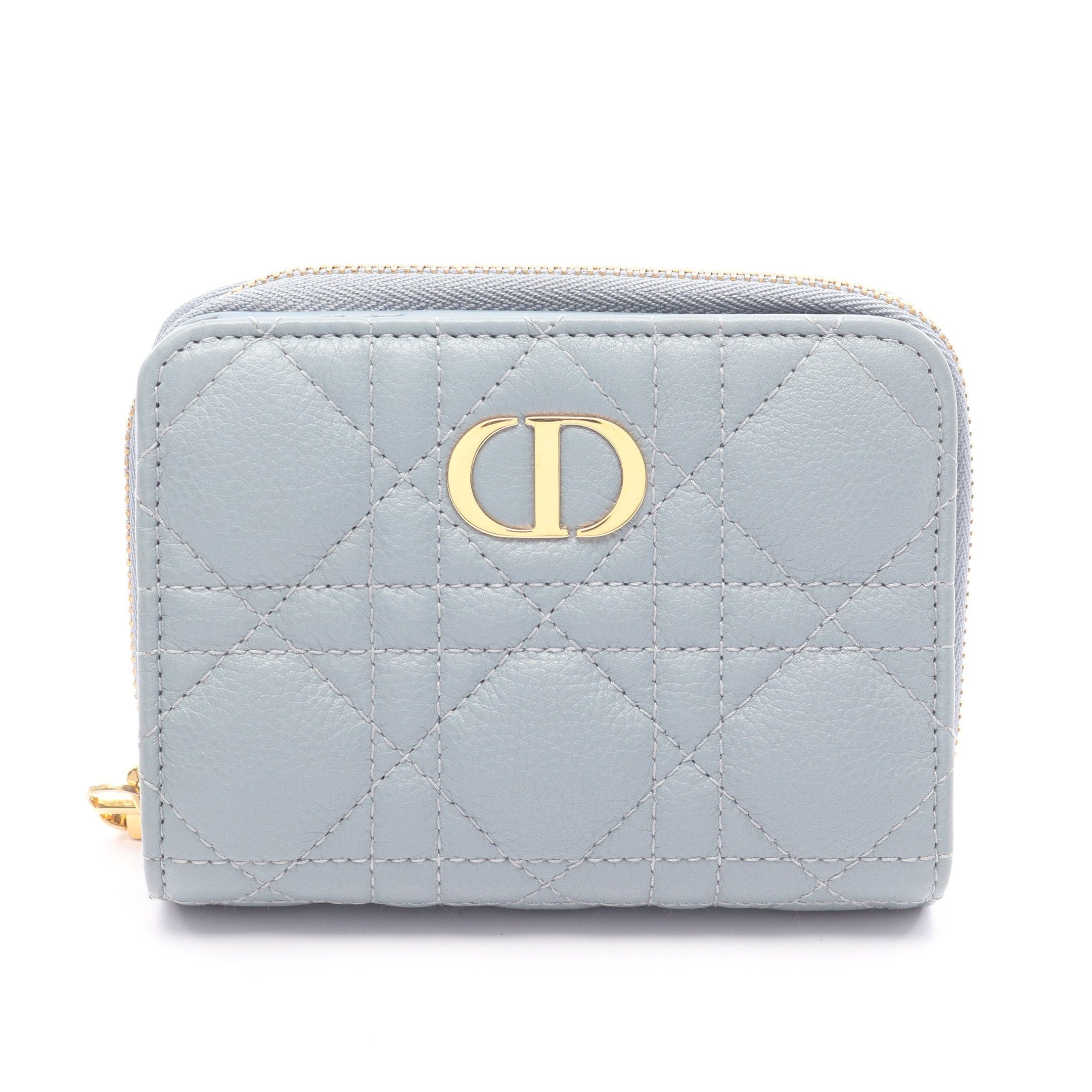 Dior Dior Caro Scarlet Karo Wallet Canage Bi-Fold Leather Blue Gray Size ONE SIZE - 1 Thumbnail