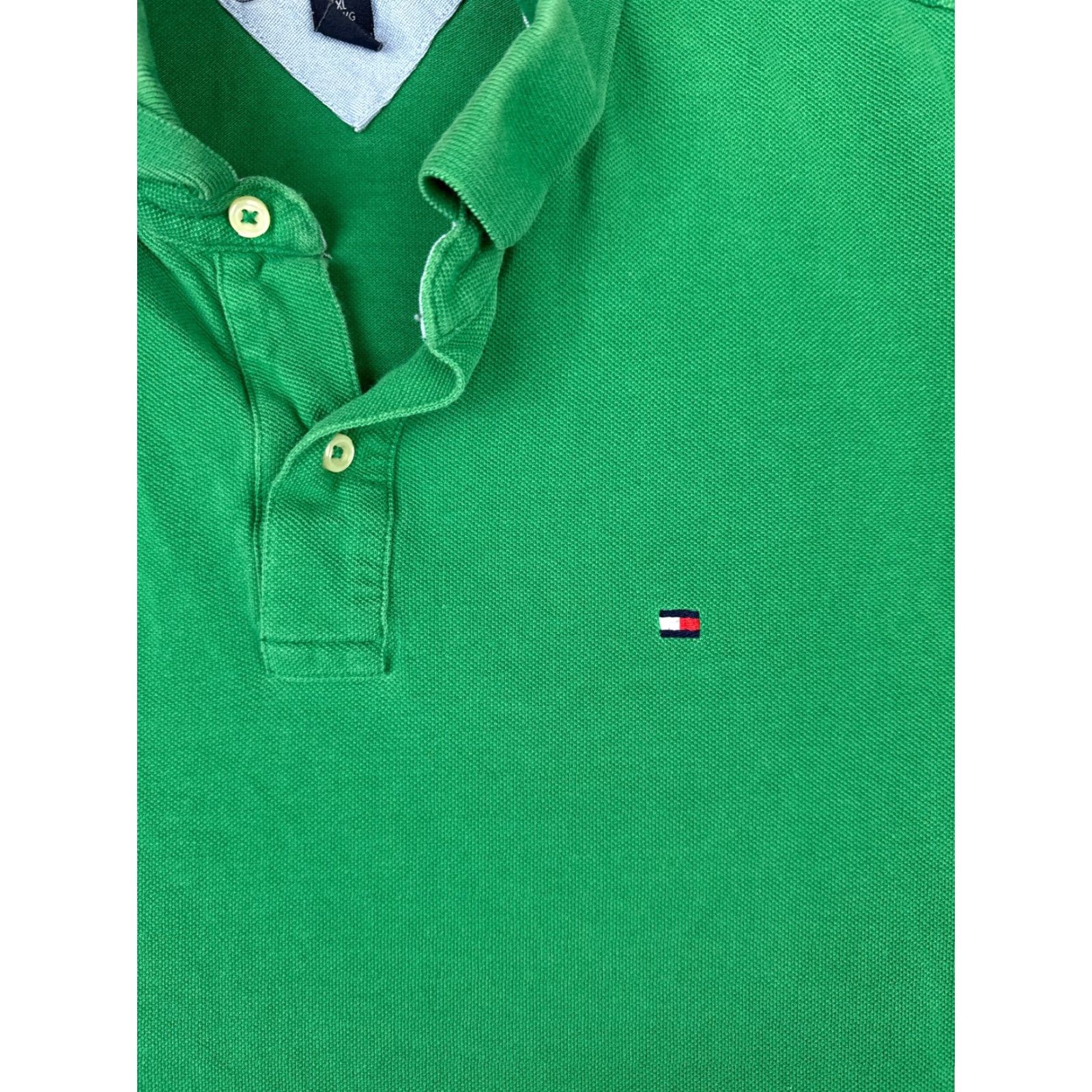 Tommy Hilfiger Tommy Hilfiger Polo Shirt Men XL Green 100% Cotton Slim Fit Button Collar Short Sleeve Size US XL / EU 56 / 4 - 6 Thumbnail