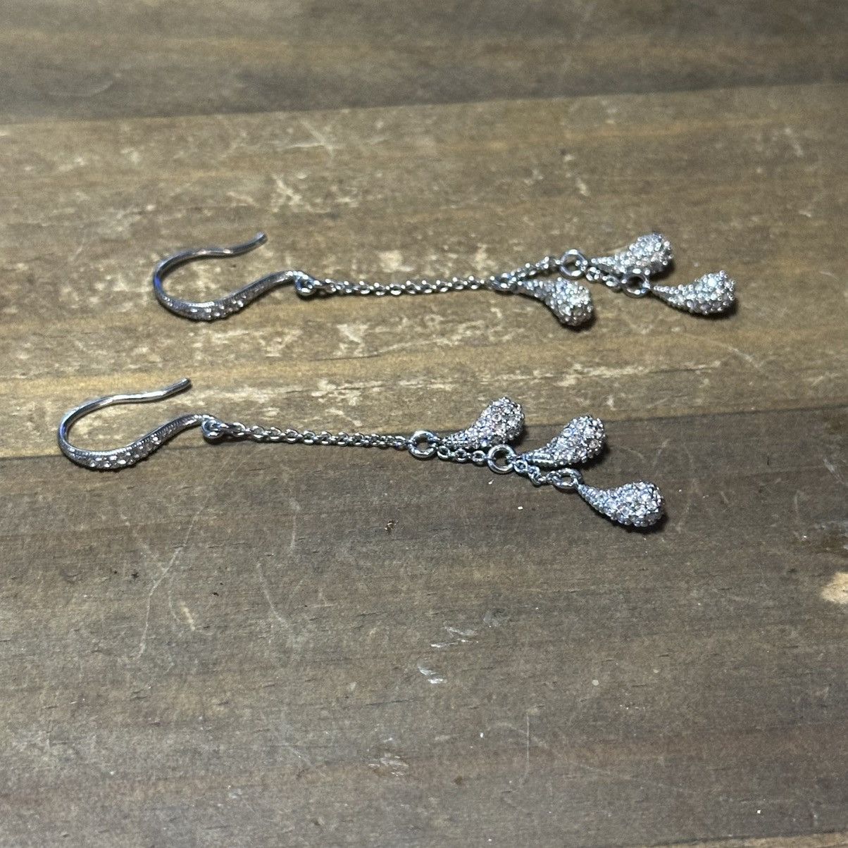 Other Silver tone pave teardrops dangle earrings Size ONE SIZE - 6 Thumbnail