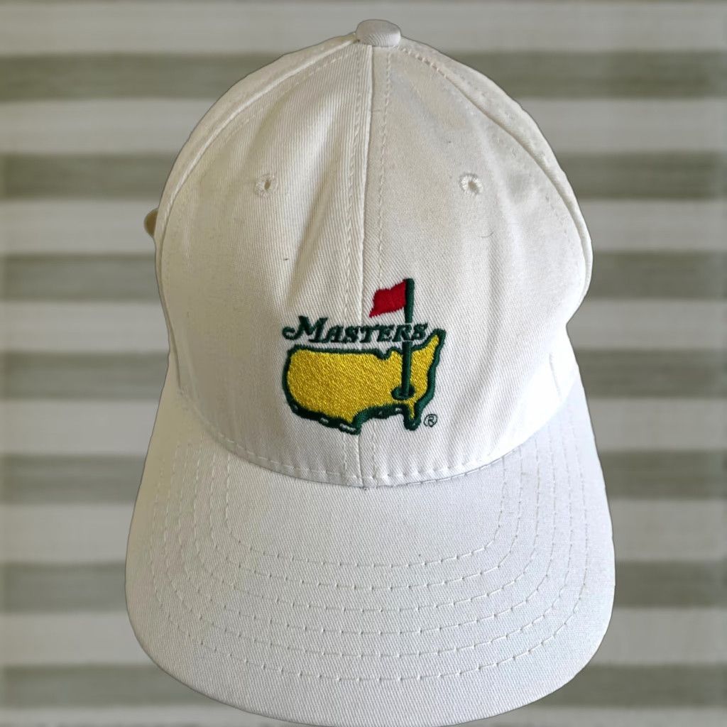 American Needle VINTAGE Masters Golf American Needle Strapback Hat Adult One Size White Cotton Canvas Adjustable Men Men's Sport, Golf, 90s Size ONE SIZE - 1 Thumbnail