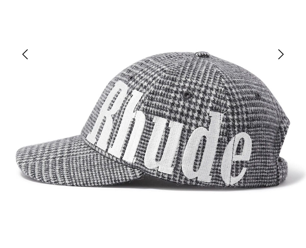 Rhude RHUDE Wrap Logo 6-Panel Hat O/S Black /White Houndstooth Size ONE SIZE - 2 Thumbnail