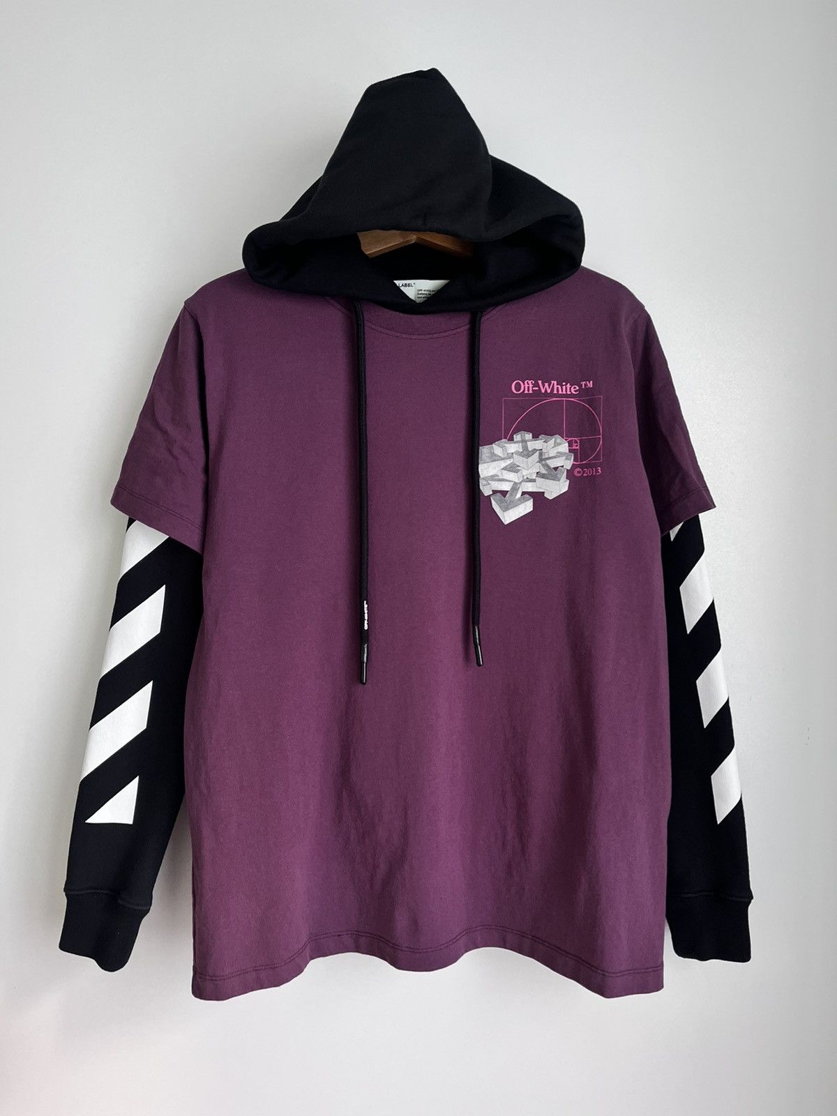 image of Off White Off-White “Golden Ratio” T-Shirt Hoodie in Purple Black, Men's (Size XS)