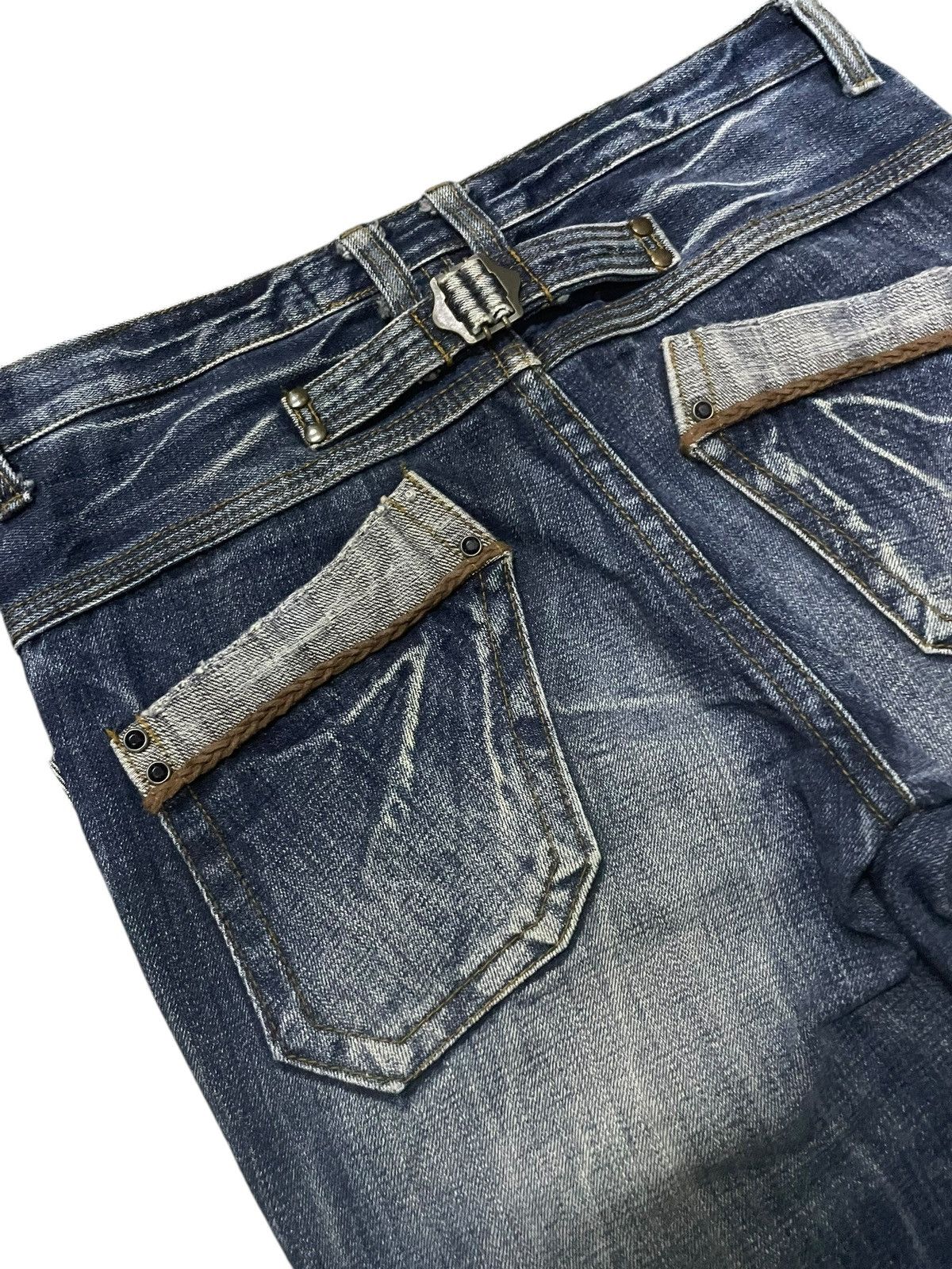 If Six Was Nine × LOWBOX × Le Grande Bleu (L.G.B.) Pure Paradise Japan Rhinestones Mens Flare Claw Mark Jeans Size US 32 / EU 48 - 18 Thumbnail