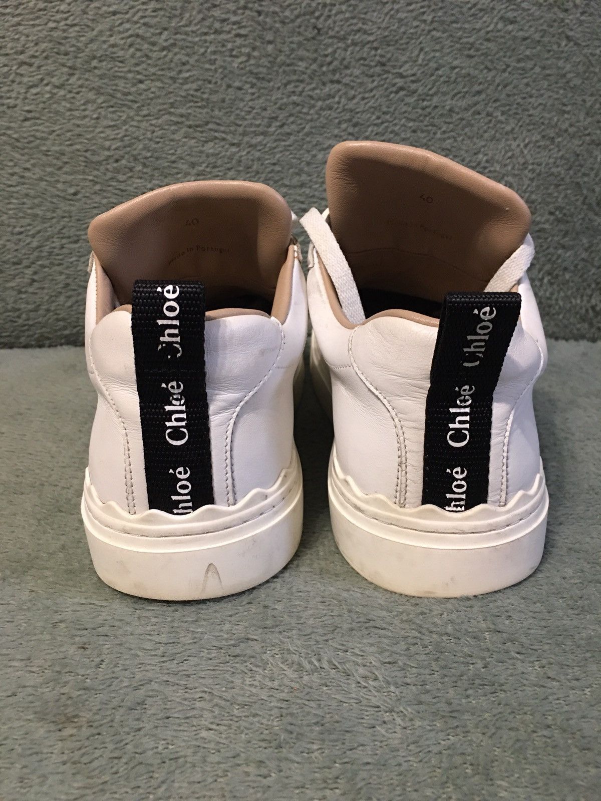 Chloé Lauren Scalloped Lace-up Sneakers White Leather EU 40