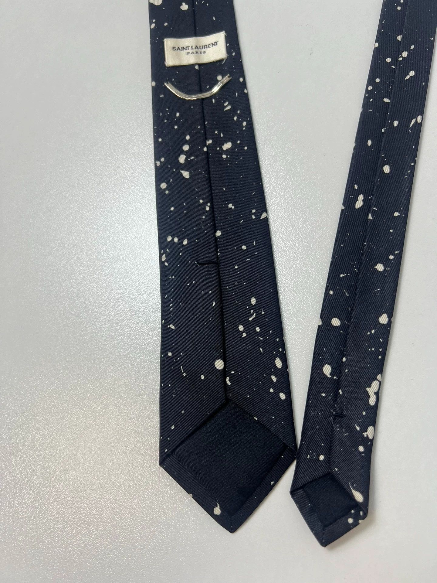 Saint Laurent Paris SLP 15fw silk splatter tie black white Size ONE SIZE - 6 Thumbnail
