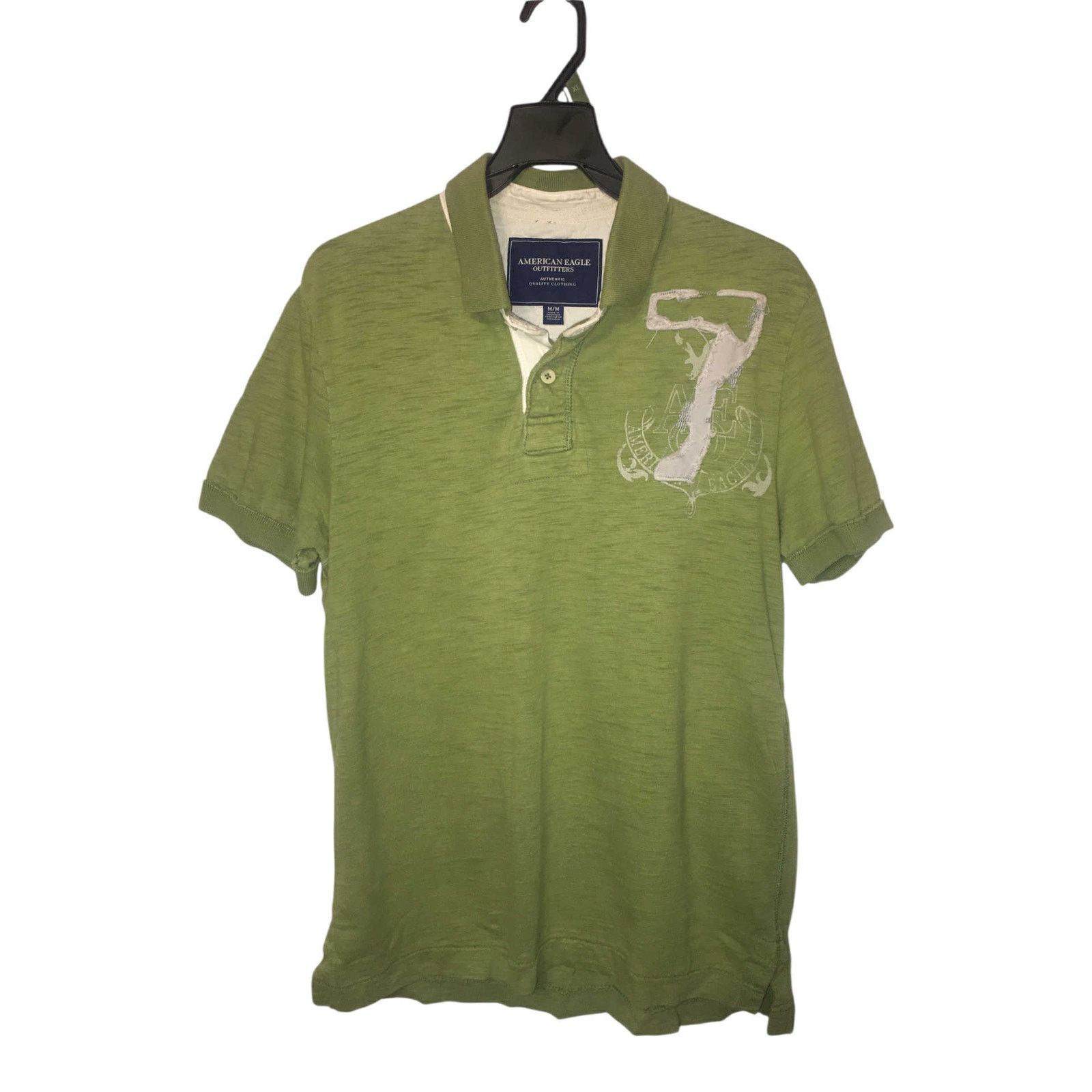 American Eagle Outfitters VINTAGE Y2K American Eagle Men's Polo Green Embroidery 7 Med Size S / US 4 / IT 40 - 5 Thumbnail