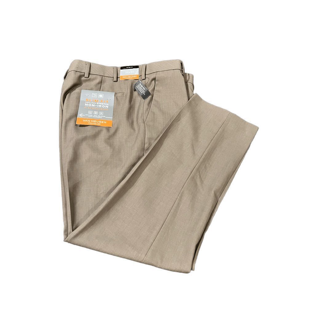 Van Heusen Van Heusen Traveler Slim Fit Mens Flat Front Pant size 38x30 Size US 38 / EU 54 - 1 Thumbnail