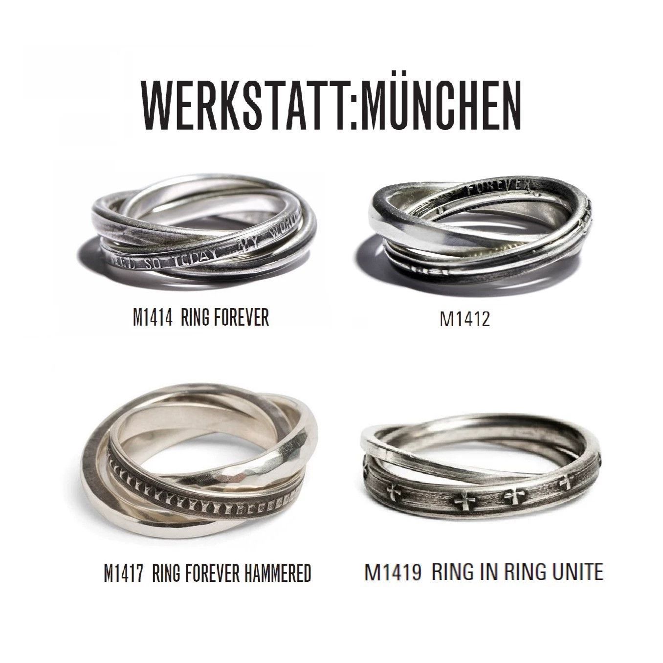 Werkstatt Munchen Werkstatt Munchen M1414 E.L. Cross Double Ring Engraved Size ONE SIZE - 1 Thumbnail