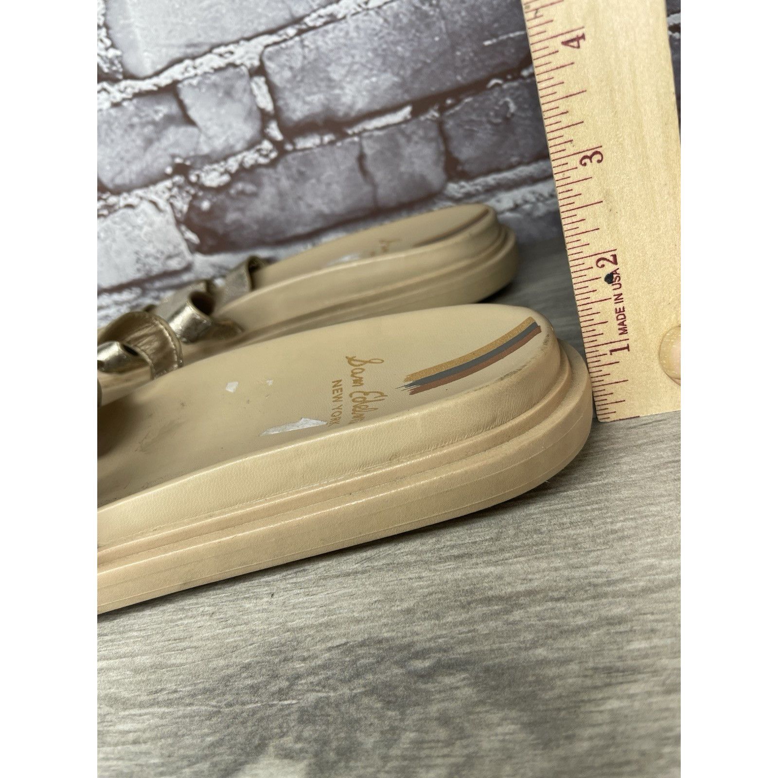 Sam Edelman Sam Edelman Valeri Metallic Gold Leather Slides Sandals Wome Size US 9 / IT 39 - 5 Thumbnail