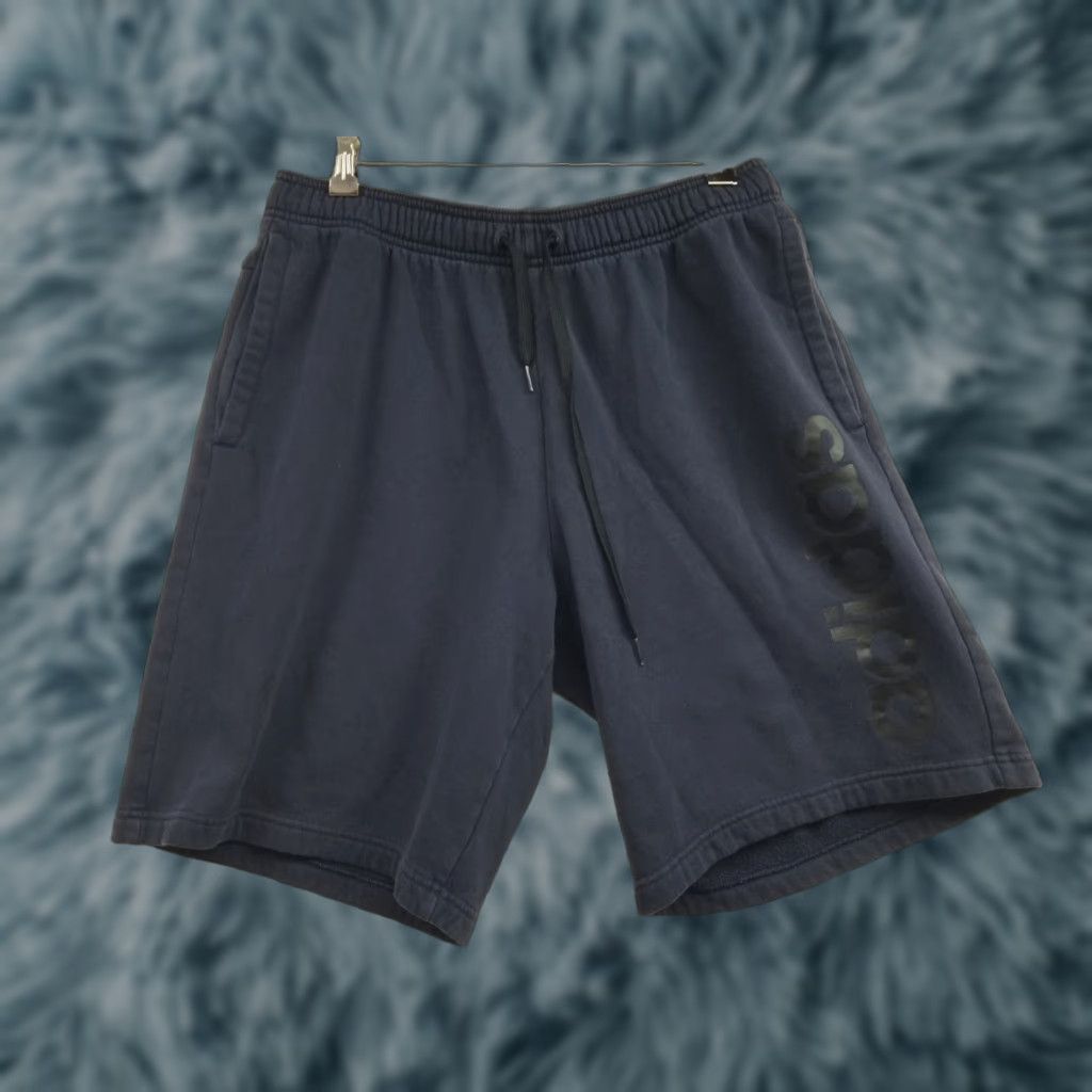 Adidas Adidas Sweat Men Activewear Shorts L Navy Blue Pockets Drawstring Size US 33 - 1 Thumbnail