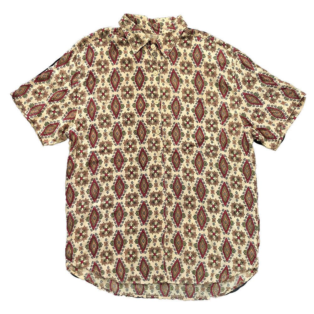 Designer New Hippie Bohemian Beige Print Shirt M Size M / US 6-8 / IT 42-44 - 3 Thumbnail