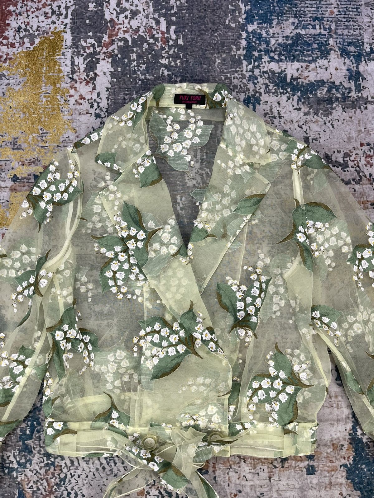 Japanese Brand Yuki Torii International Transparent Mesh Floral Blouses Size ONE SIZE - 2 Thumbnail