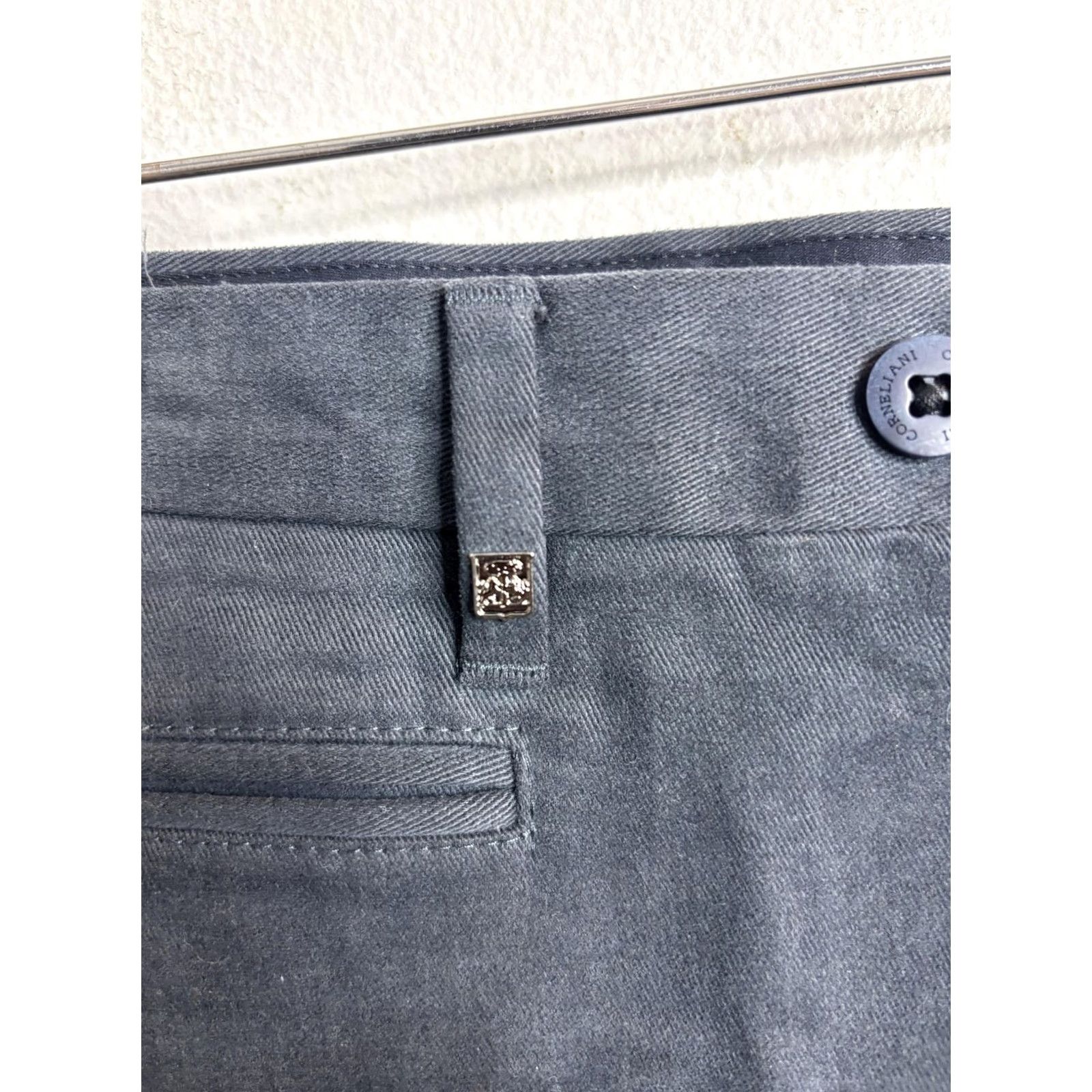 Corneliani Corneliani Pants Mens 50 Charcoal Cotton Chino Zip Back Pockets Tapered Front Flat Modern 34 in Gray Men Size US 34 / EU 50 - 4 Thumbnail