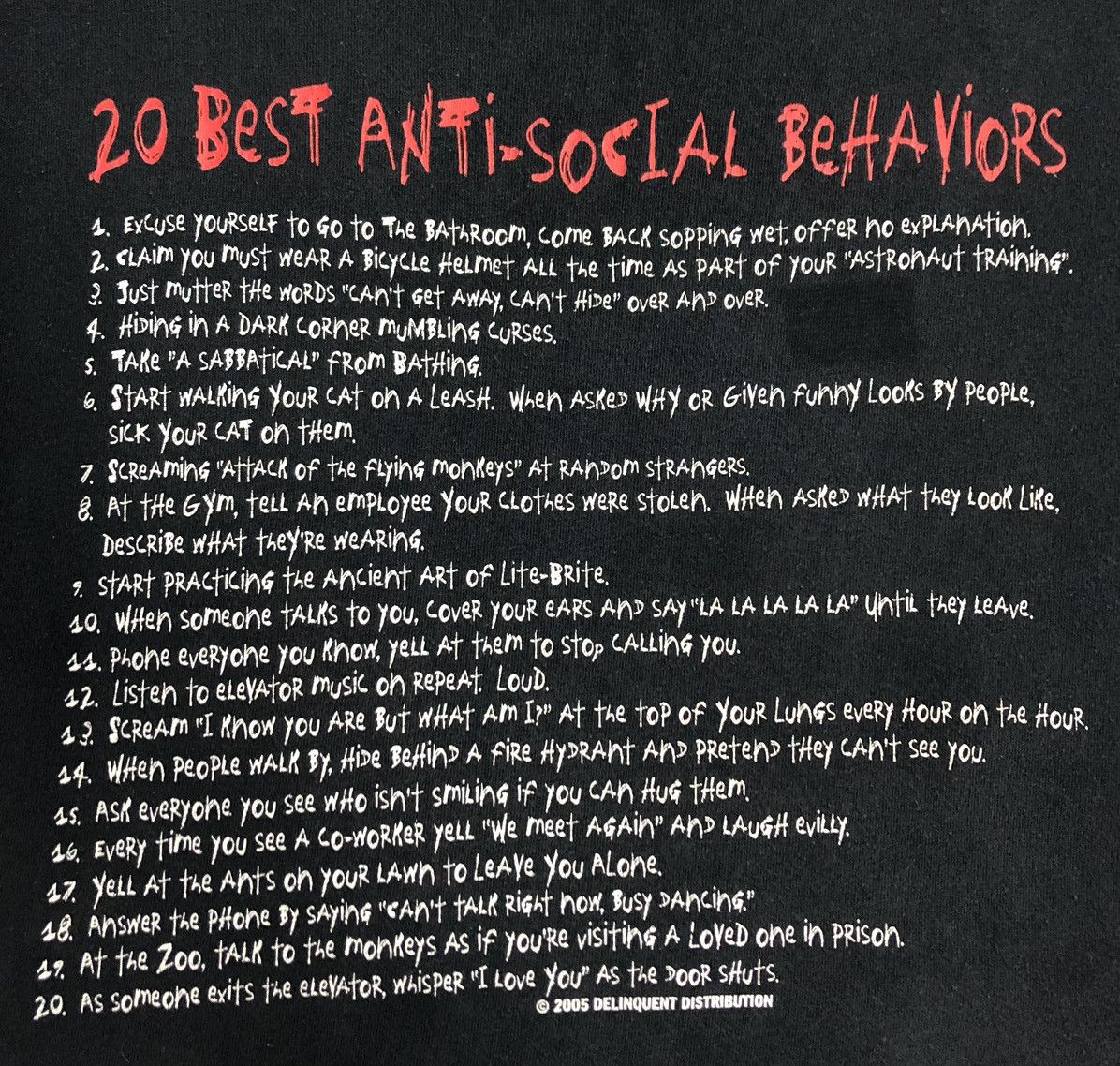 Vintage Delinquent Distrubution 20 Best Anti-Social Behaviors Shirt Size US L / EU 52-54 / 3 - 3 Thumbnail