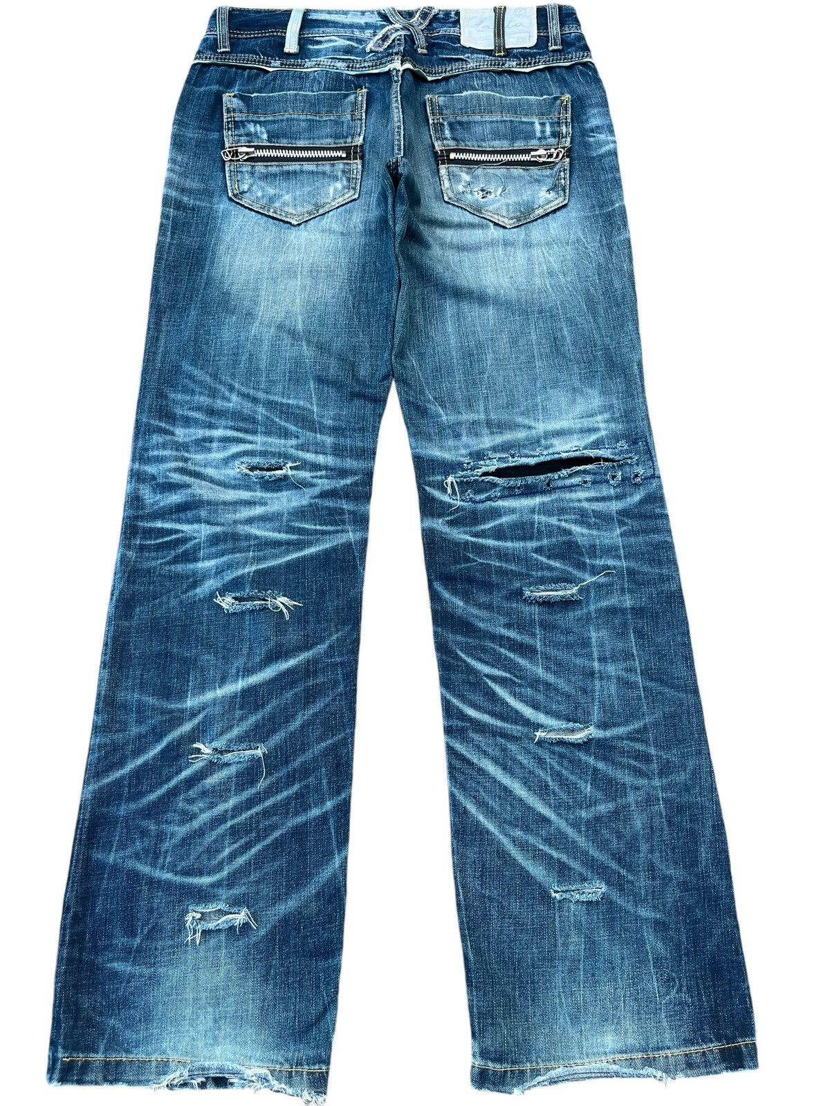 Beauty Beast Vintage Kapital Style Sashiko Boro Trashed Distressed Jeans Size US 34 / EU 50 - 2 Thumbnail