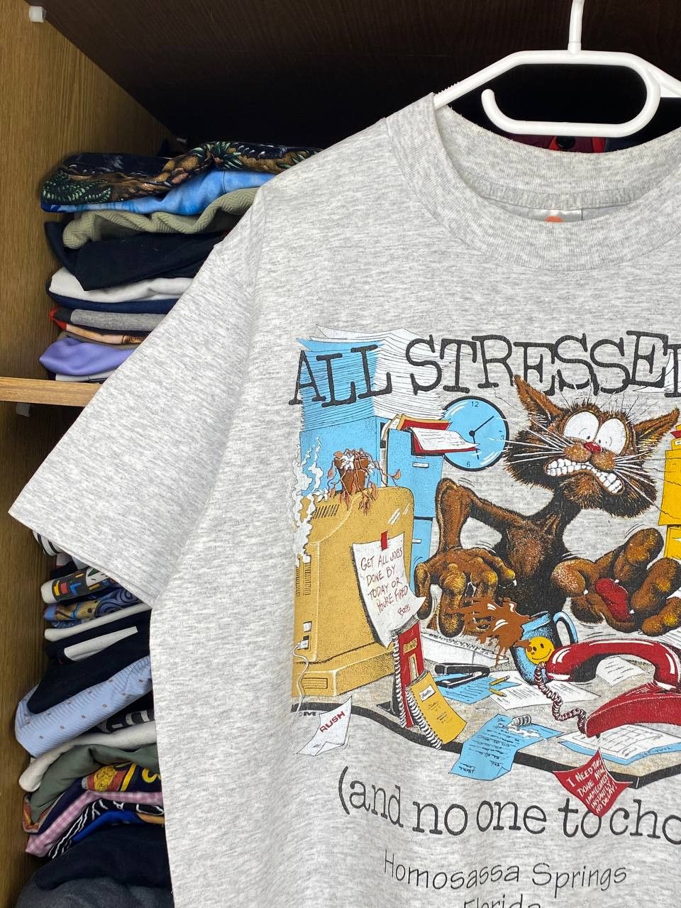 Vintage Vintage All Stressed Out 90s Single Stitch Graphic Tee Size US L / EU 52-54 / 3 - 2 Thumbnail