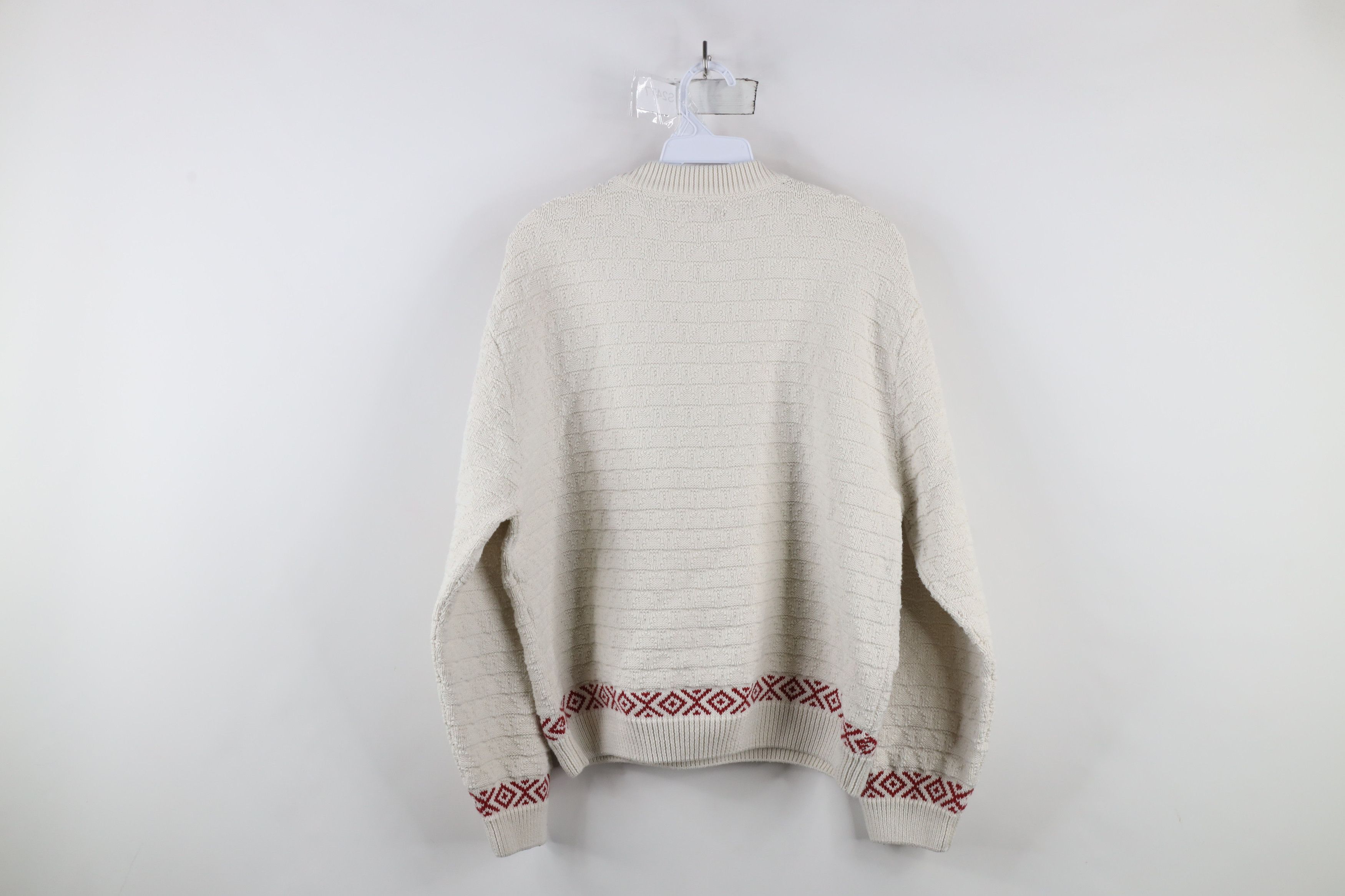 Cabelas × Vintage Vintage 90s Cabelas Horse Equestrian Knit Sweater Cream Size L / US 10 / IT 46 - 9 Thumbnail