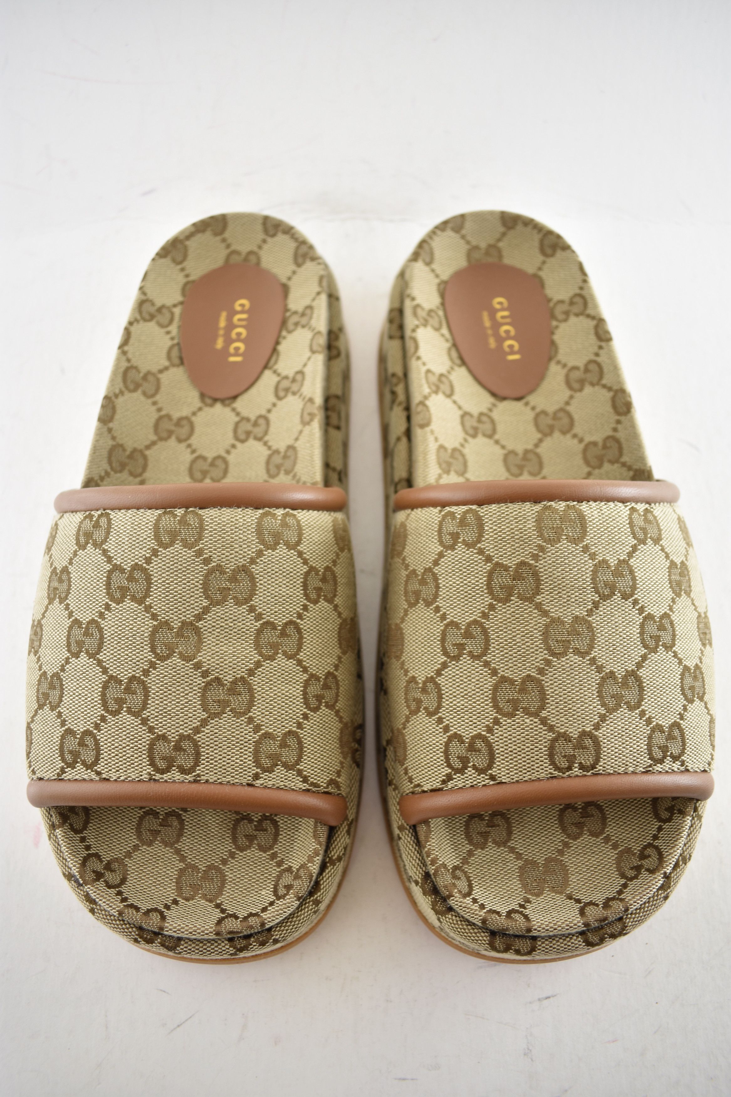 Gucci Gucci Brown GG Monogram Logo Flat Slide Platform Sandal 40.5 Size US 10.5 / IT 40.5 - 9 Thumbnail