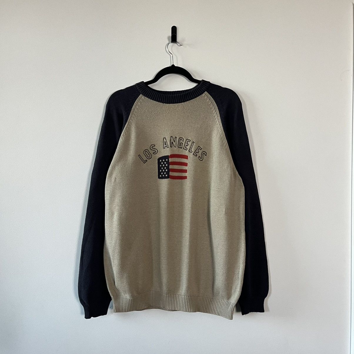 Vintage LA Varsity Knit Sweater American Flag Retro Streetwear Size US XL / EU 56 / 4 - 1 Thumbnail