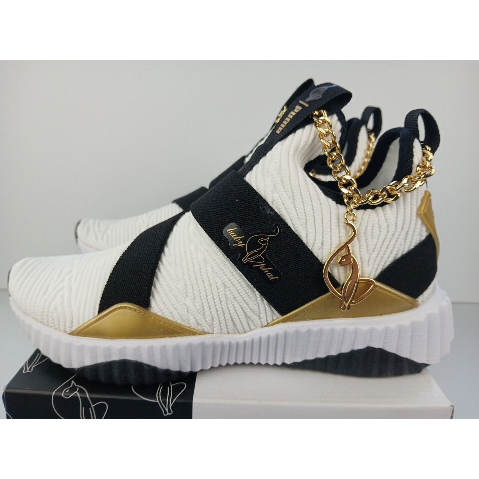 Puma Puma Baby Phat X Defy Mid Women Sz 6.5 White/Blk Shoes Size US 6.5 / IT 36.5 - 3 Thumbnail
